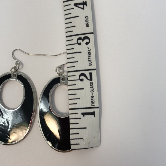 Black with silver tone drop earrings - Picture 6 of 7